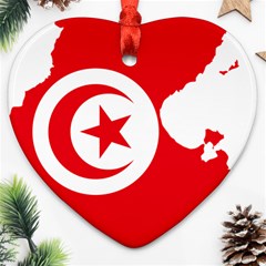 Tunisia Flag Map Geography Outline Heart Ornament (two Sides) by Sapixe