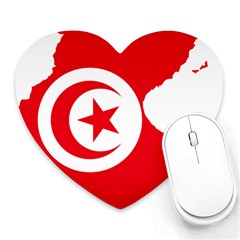 Tunisia Flag Map Geography Outline Heart Mousepads by Sapixe