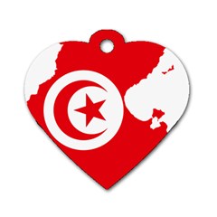 Tunisia Flag Map Geography Outline Dog Tag Heart (one Side) by Sapixe