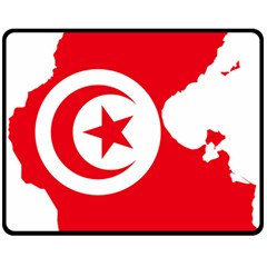 Tunisia Flag Map Geography Outline Double Sided Fleece Blanket (medium)  by Sapixe