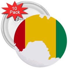 Guinea Flag Map Geography Outline 3  Buttons (10 Pack)  by Sapixe