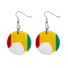 Guinea Flag Map Geography Outline Mini Button Earrings by Sapixe