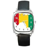 Guinea Flag Map Geography Outline Square Metal Watch Front