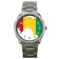 Guinea Flag Map Geography Outline Sport Metal Watch by Sapixe