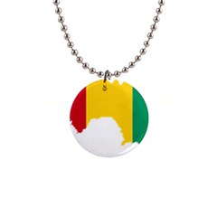 Guinea Flag Map Geography Outline 1  Button Necklace by Sapixe