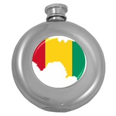 Guinea Flag Map Geography Outline Round Hip Flask (5 Oz) by Sapixe