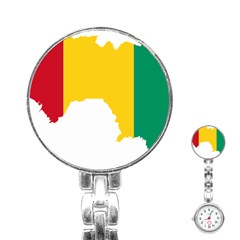 Guinea Flag Map Geography Outline Stainless Steel Nurses Watch by Sapixe