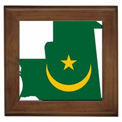 Mauritania Flag Map Geography Framed Tile by Sapixe