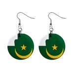 Mauritania Flag Map Geography Mini Button Earrings Front