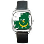 Mauritania Flag Map Geography Square Metal Watch Front