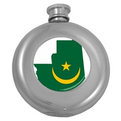 Mauritania Flag Map Geography Round Hip Flask (5 Oz) by Sapixe