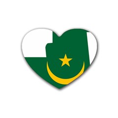 Mauritania Flag Map Geography Heart Coaster (4 Pack)  by Sapixe