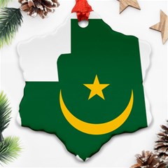 Mauritania Flag Map Geography Snowflake Ornament (two Sides) by Sapixe