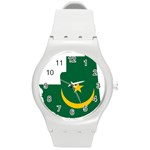 Mauritania Flag Map Geography Round Plastic Sport Watch (M) Front