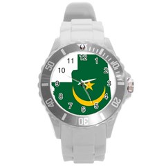 Mauritania Flag Map Geography Round Plastic Sport Watch (l) by Sapixe