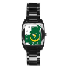 Mauritania Flag Map Geography Stainless Steel Barrel Watch by Sapixe