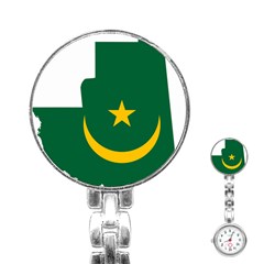 Mauritania Flag Map Geography Stainless Steel Nurses Watch by Sapixe