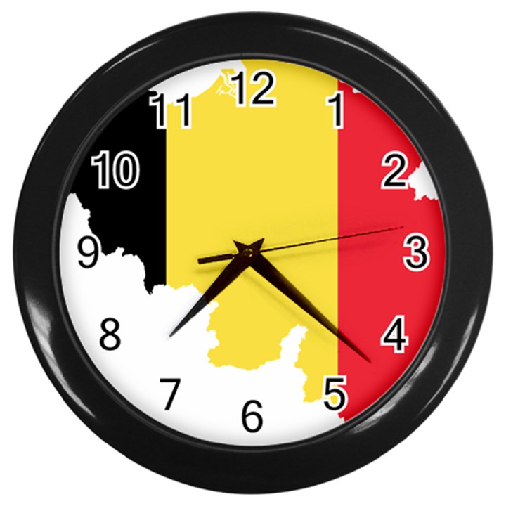 Belgium Country Europe Flag Wall Clock (Black)