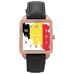 Belgium Country Europe Flag Rose Gold Leather Watch  by Sapixe