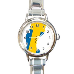 Sweden Country Europe Flag Borders Round Italian Charm Watch by Sapixe