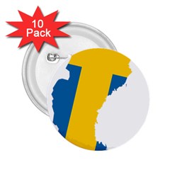 Sweden Country Europe Flag Borders 2 25  Buttons (10 Pack)  by Sapixe