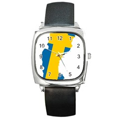 Sweden Country Europe Flag Borders Square Metal Watch by Sapixe