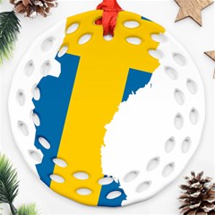 Sweden Country Europe Flag Borders Round Filigree Ornament (two Sides) by Sapixe