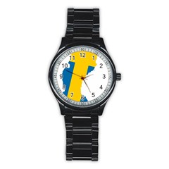 Sweden Country Europe Flag Borders Stainless Steel Round Watch by Sapixe