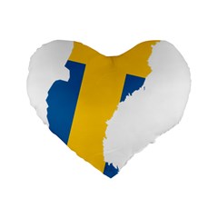 Sweden Country Europe Flag Borders Standard 16  Premium Flano Heart Shape Cushions by Sapixe