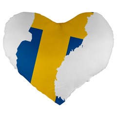 Sweden Country Europe Flag Borders Large 19  Premium Flano Heart Shape Cushions by Sapixe