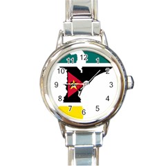 Mozambique Flag Map Geography Round Italian Charm Watch by Sapixe