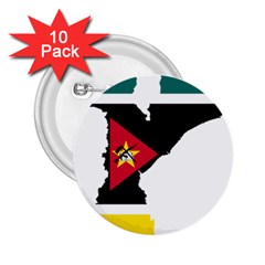 Mozambique Flag Map Geography 2 25  Buttons (10 Pack)  by Sapixe