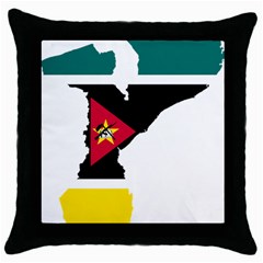 Mozambique Flag Map Geography Throw Pillow Case (black) by Sapixe