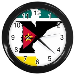 Mozambique Flag Map Geography Wall Clock (black) by Sapixe