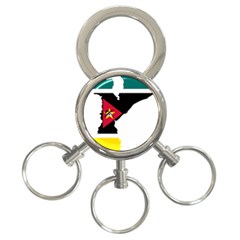 Mozambique Flag Map Geography 3-ring Key Chain by Sapixe