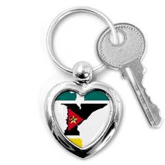 Mozambique Flag Map Geography Key Chain (heart) by Sapixe