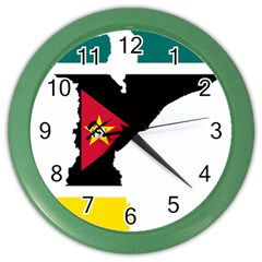 Mozambique Flag Map Geography Color Wall Clock by Sapixe