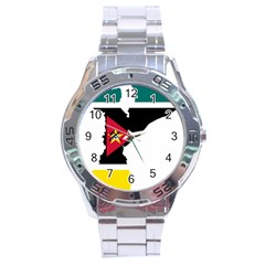 Mozambique Flag Map Geography Stainless Steel Analogue Watch by Sapixe