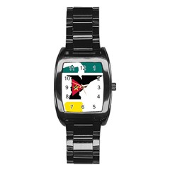 Mozambique Flag Map Geography Stainless Steel Barrel Watch by Sapixe