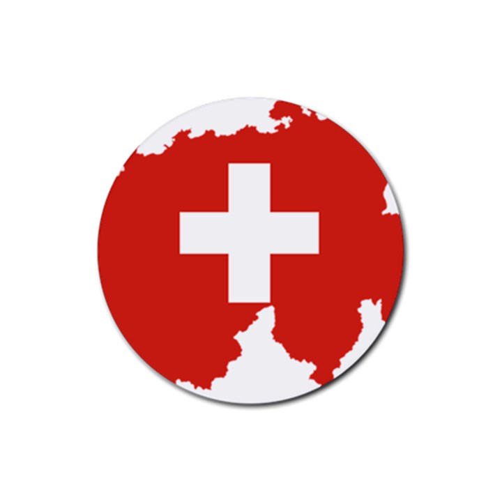 Switzerland Country Europe Flag Rubber Coaster (Round) 