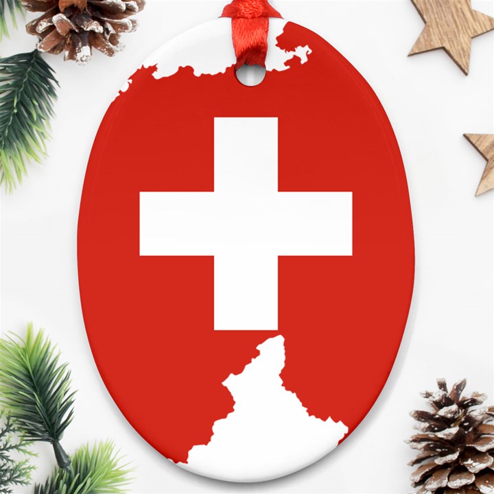 Switzerland Country Europe Flag Oval Ornament (Two Sides)