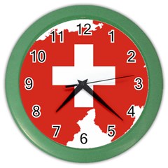 Switzerland Country Europe Flag Color Wall Clock by Sapixe