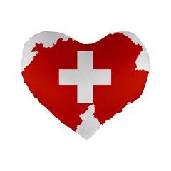 Switzerland Country Europe Flag Standard 16  Premium Flano Heart Shape Cushions by Sapixe