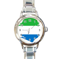 Sierra Leone Flag Map Geography Round Italian Charm Watch by Sapixe