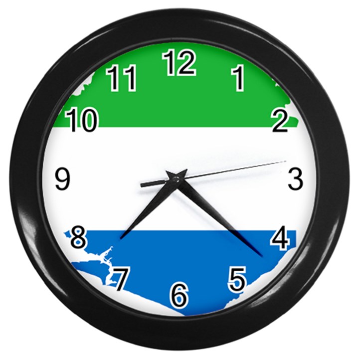 Sierra Leone Flag Map Geography Wall Clock (Black)