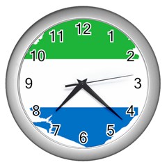 Sierra Leone Flag Map Geography Wall Clock (silver) by Sapixe