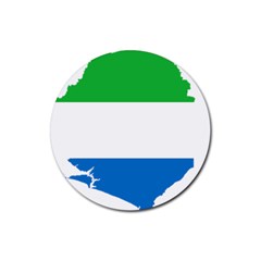 Sierra Leone Flag Map Geography Rubber Round Coaster (4 Pack)  by Sapixe