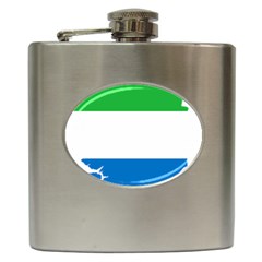 Sierra Leone Flag Map Geography Hip Flask (6 Oz) by Sapixe