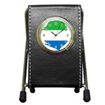 Sierra Leone Flag Map Geography Pen Holder Desk Clock Front