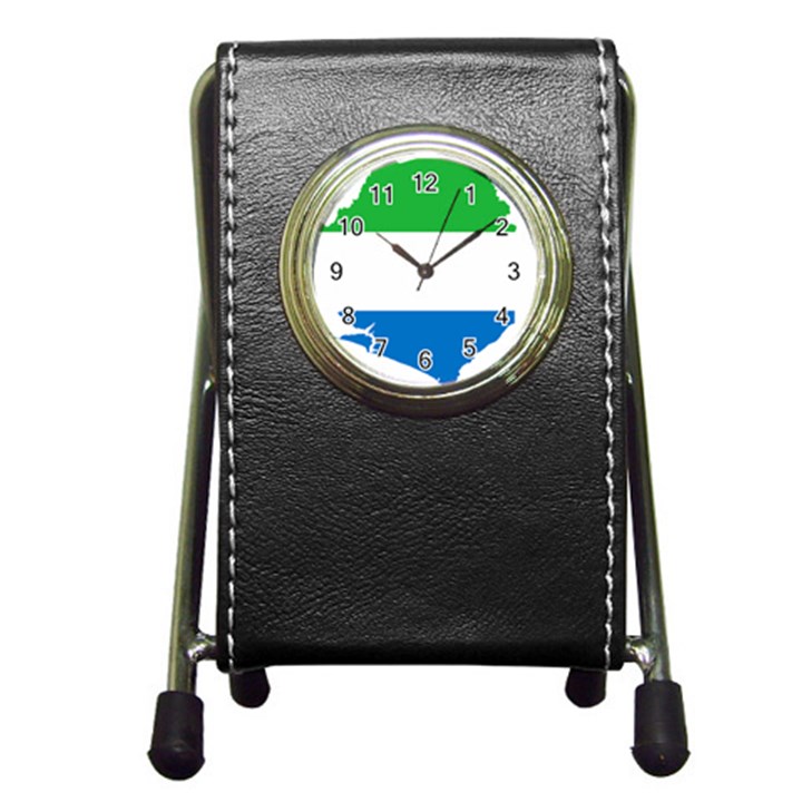 Sierra Leone Flag Map Geography Pen Holder Desk Clock